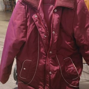 Womens ladies winter coat cranberry red size 18